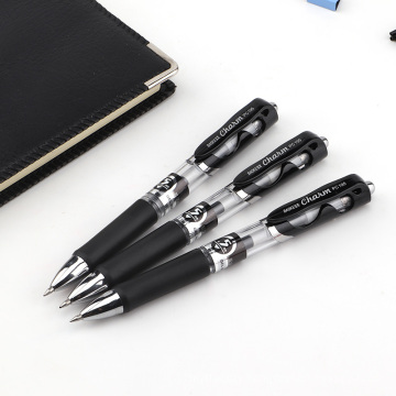 Stationery supplies promotional 0.5mm rubber gel pen with metal clip black ink office gel ink pen